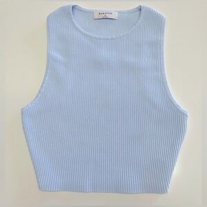 Aritzia Babaton Sculpt Knit Racer Cropped Tank Top, baby blue, XS